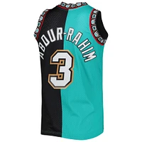 Homme Mitchell & Ness Shareef Abdur-Rahim Turquoise/Noir Vancouver Grizzlies Hardwood Classics 1996/97 Split Swingman Jersey