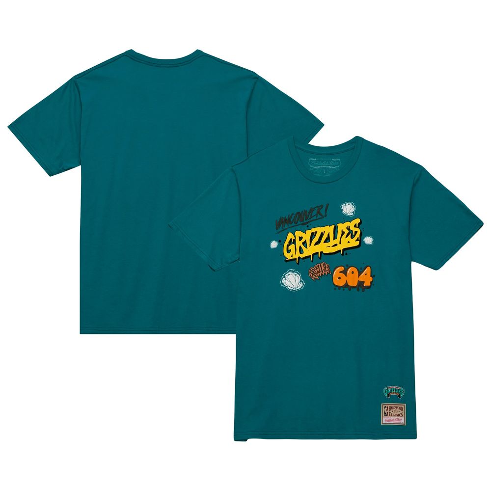 Men's Mitchell & Ness Teal Vancouver Grizzlies Hardwood Classics Slap Sticker - T-Shirt