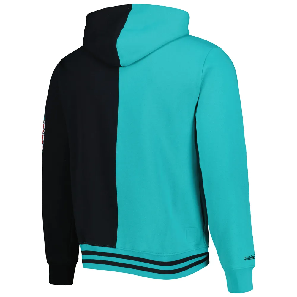 Men's Mitchell & Ness Turquoise/Black Vancouver Grizzlies Hardwood Classics Highlight Reel Windbreaker Half-Zip Hoodie Jacket