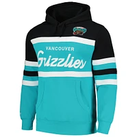 Sweat à capuche Mitchell & Ness pour hommes, turquoise/noir, entraîneur-chef des Grizzlies de Vancouver