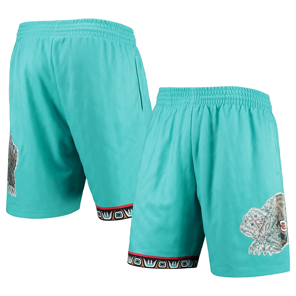 Hommes Mitchell & Ness Turquoise Vancouver Grizzlies 1996 Hardwood Classics 75e anniversaire Swingman Shorts