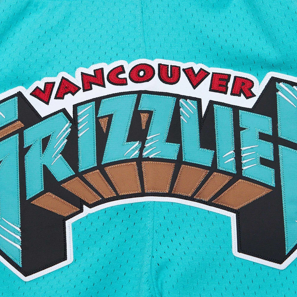 Short en maille authentique NBA x Just Don pour hommes Mitchell & Ness Turquoise Vancouver Grizzlies Hardwood Classics