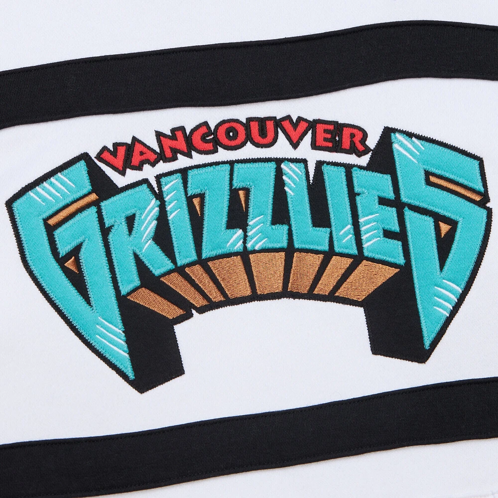 Men's Mitchell & Ness White Vancouver Grizzlies Hardwood Classics Nights Head Coach Pullover Hoodie