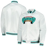 Veste blanche à bouton-pression raglan pour hommes Mitchell & Ness des Hardwood Classics de Vancouver Grizzlies