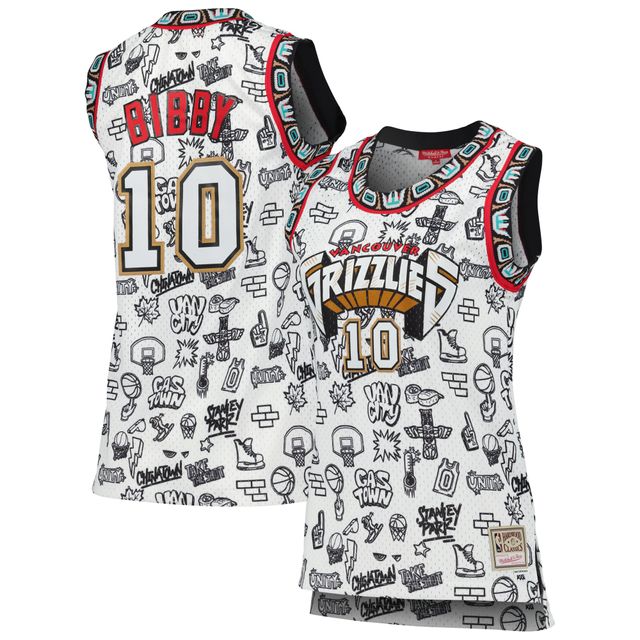 Maillot Mitchell & Ness Mike Bibby Vancouver Grizzlies 1998 Doodle Swingman blanc pour femme