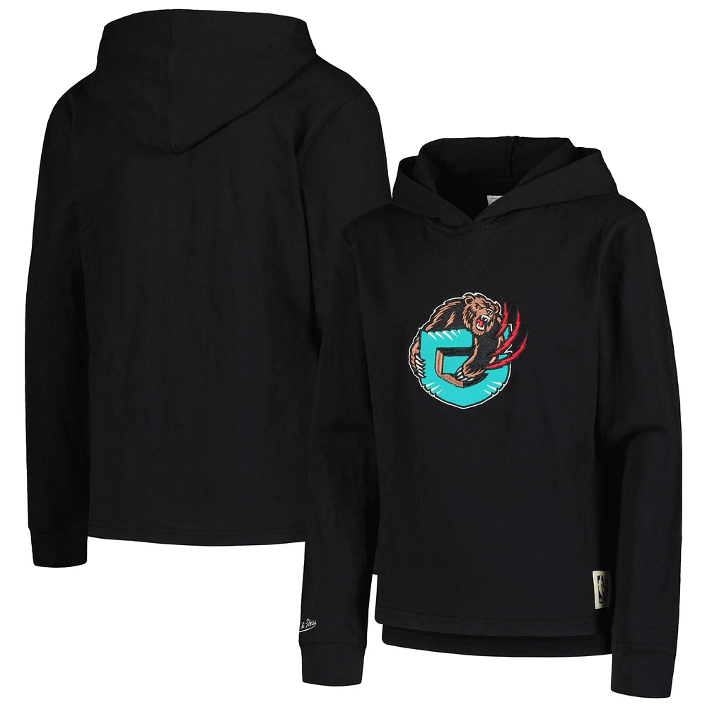 Youth Mitchell & Ness Black Vancouver Grizzlies Hardwood Classics Legendary Slub Lightweight Pullover Hoodie