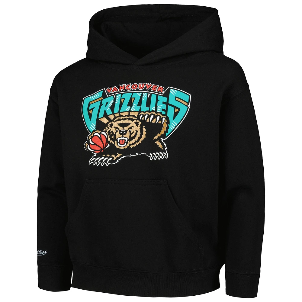 Youth Mitchell & Ness Black Vancouver Grizzlies Hardwood Classics Retro Logo Pullover Hoodie