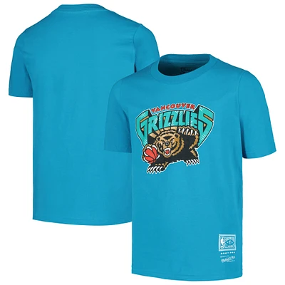 Youth Mitchell & Ness Turquoise Vancouver Grizzlies Hardwood Classics Retro Logo T-Shirt