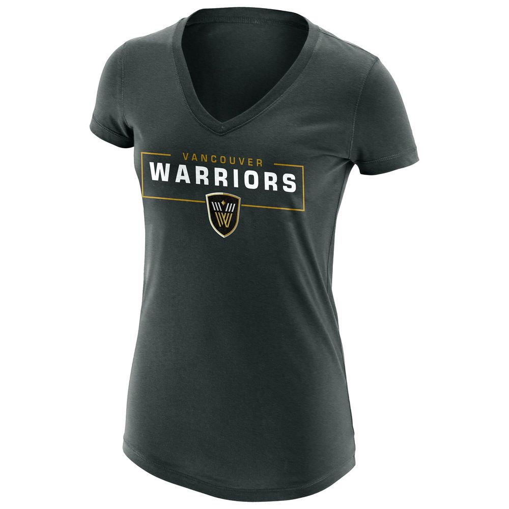 Women's Graphite Vancouver Warriors Primary Logo V-Neck T-Shirt