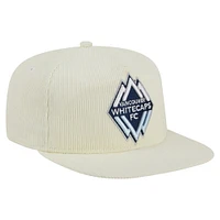 Casquette de golf à visière snapback Vancouver Whitecaps FC 2025 Kickoff de New Era pour homme, couleur crème