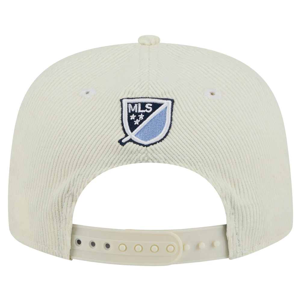 Casquette de golf à visière snapback Vancouver Whitecaps FC 2025 Kickoff de New Era pour homme, couleur crème