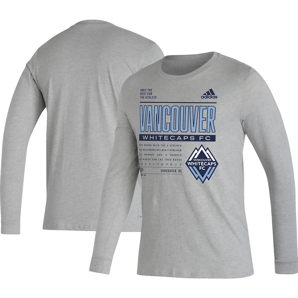 Men's adidas Heather Gray Vancouver Whitecaps FC Only The Best Long Sleeve - T-Shirt