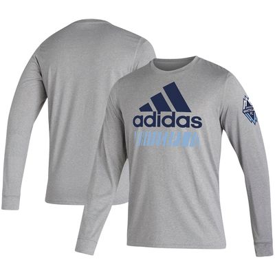 Men's adidas Heathered Gray Vancouver Whitecaps FC Vintage AEROREADY - Long Sleeve T-Shirt