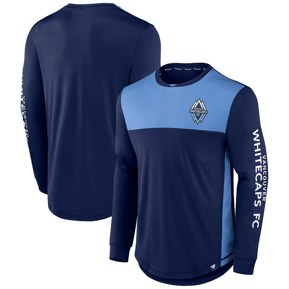 T-shirt à manches longues Fanatics Deep Sea Blue Striker pour homme des Vancouver Whitecaps FC