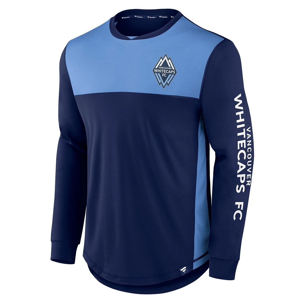 T-shirt à manches longues Fanatics Deep Sea Blue Striker pour homme des Vancouver Whitecaps FC