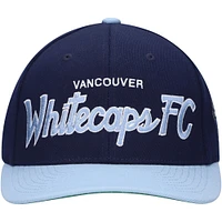 Men's Mitchell & Ness Deep Sea Blue Vancouver Whitecaps FC Team Script 2.0 Stretch Snapback Hat