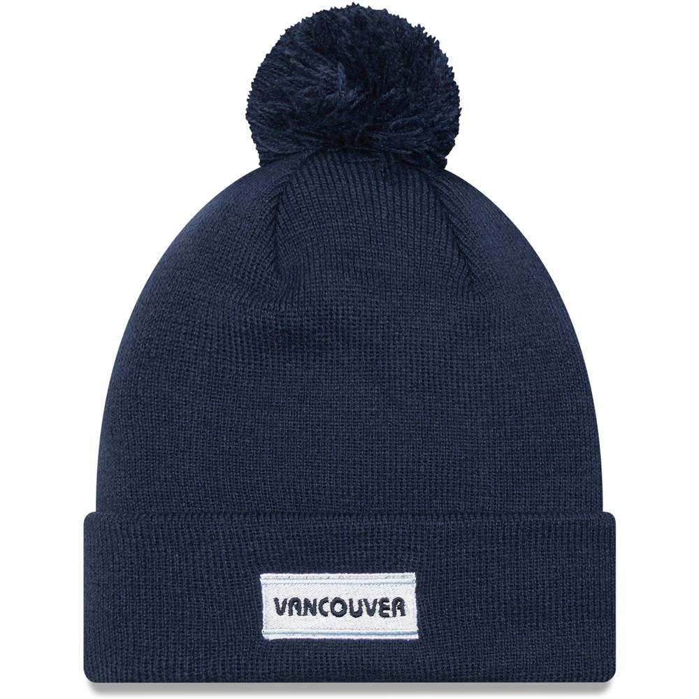 Men's New Era Deep Sea Blue Vancouver Whitecaps FC Jersey Hook - Cuffed Knit Hat with Pom