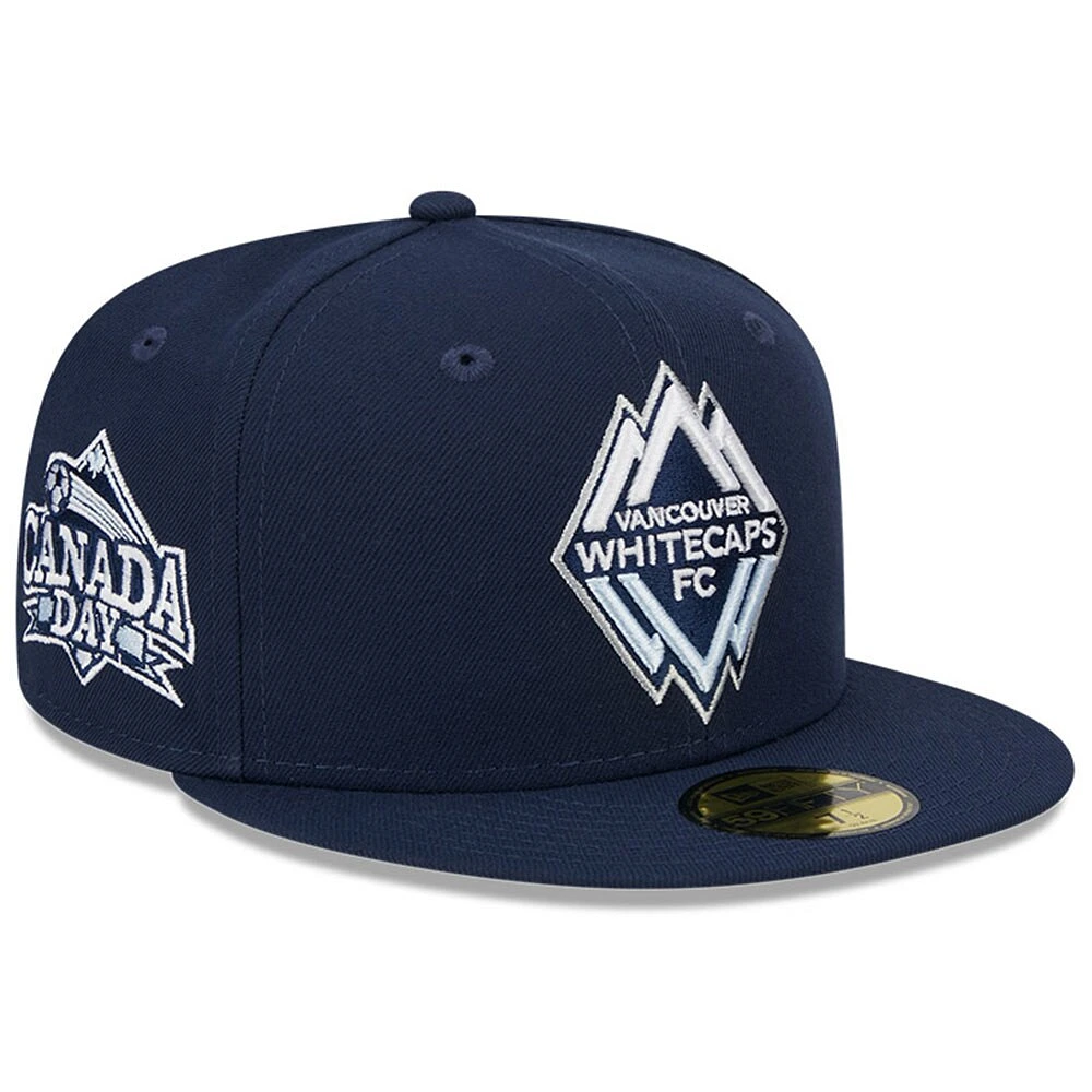 Casquette ajustée 59FIFTY pour homme Vancouver Whitecaps FC 2023 Canada Day New Era bleu marine