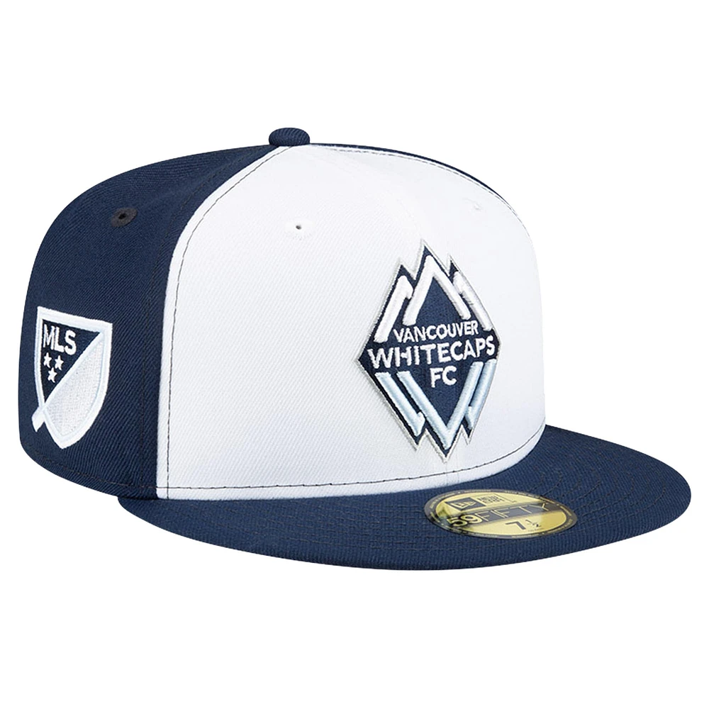 Casquette ajustée 59FIFTY New Era pour hommes, blanc/bleu profond, Vancouver Whitecaps FC Kick Off Collection