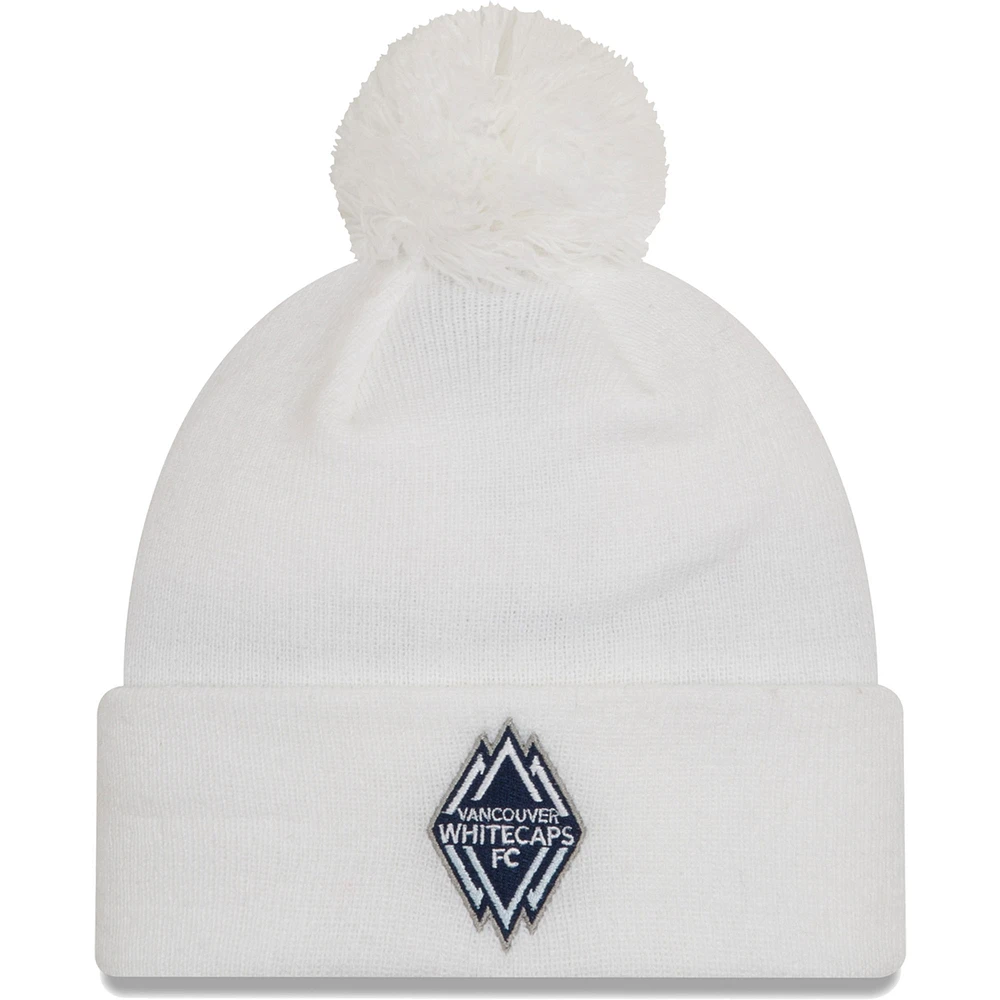 Tuque en tricot à crochet avec revers des Vancouver Whitecaps FC New Era pour homme, blanc