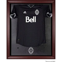 Vitrine de présentation de maillot avec logo de l'équipe en acajou des Whitecaps de Vancouver