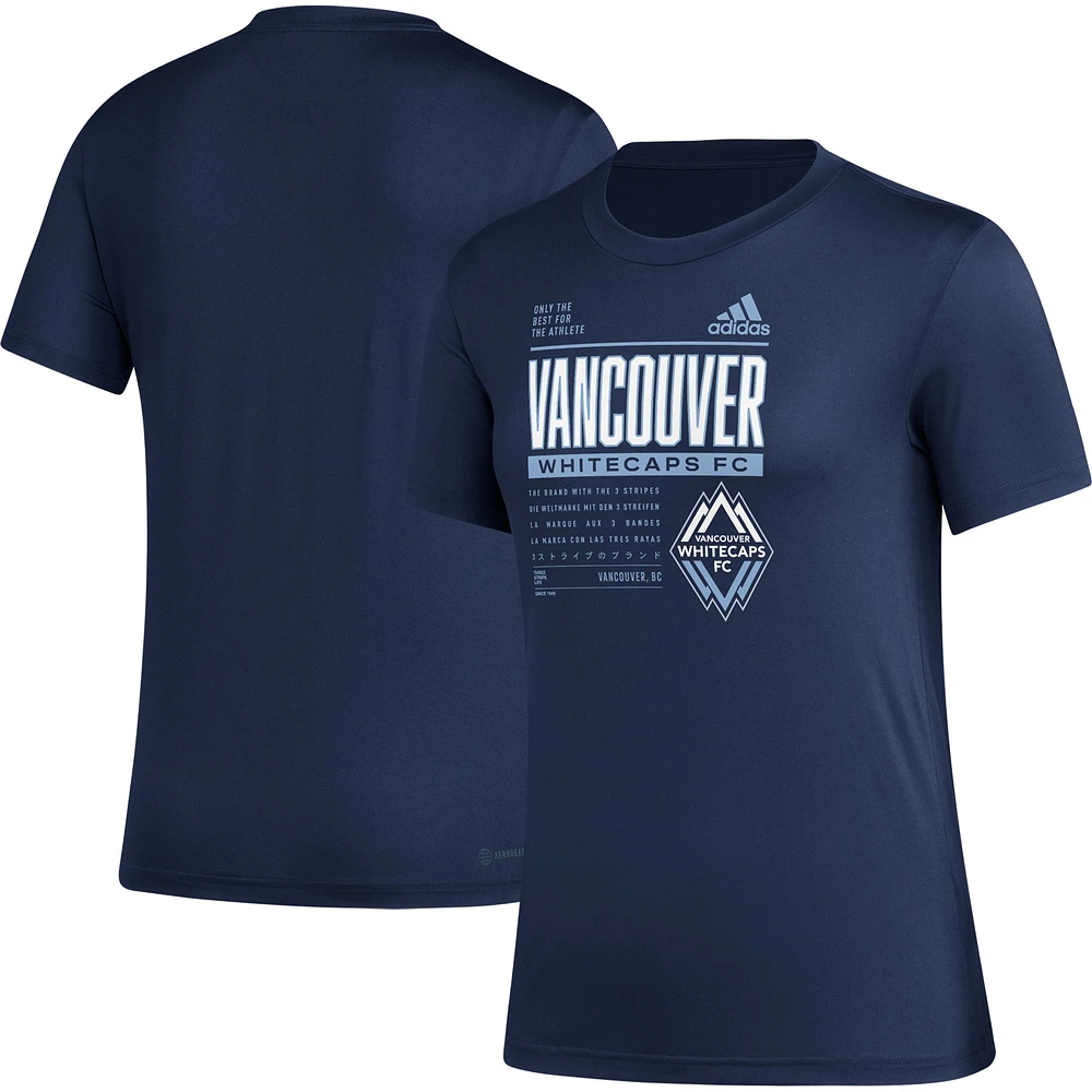 T-shirt Adidas Vancouver Whitecaps FC Only The Best pour femme - Bleu marine