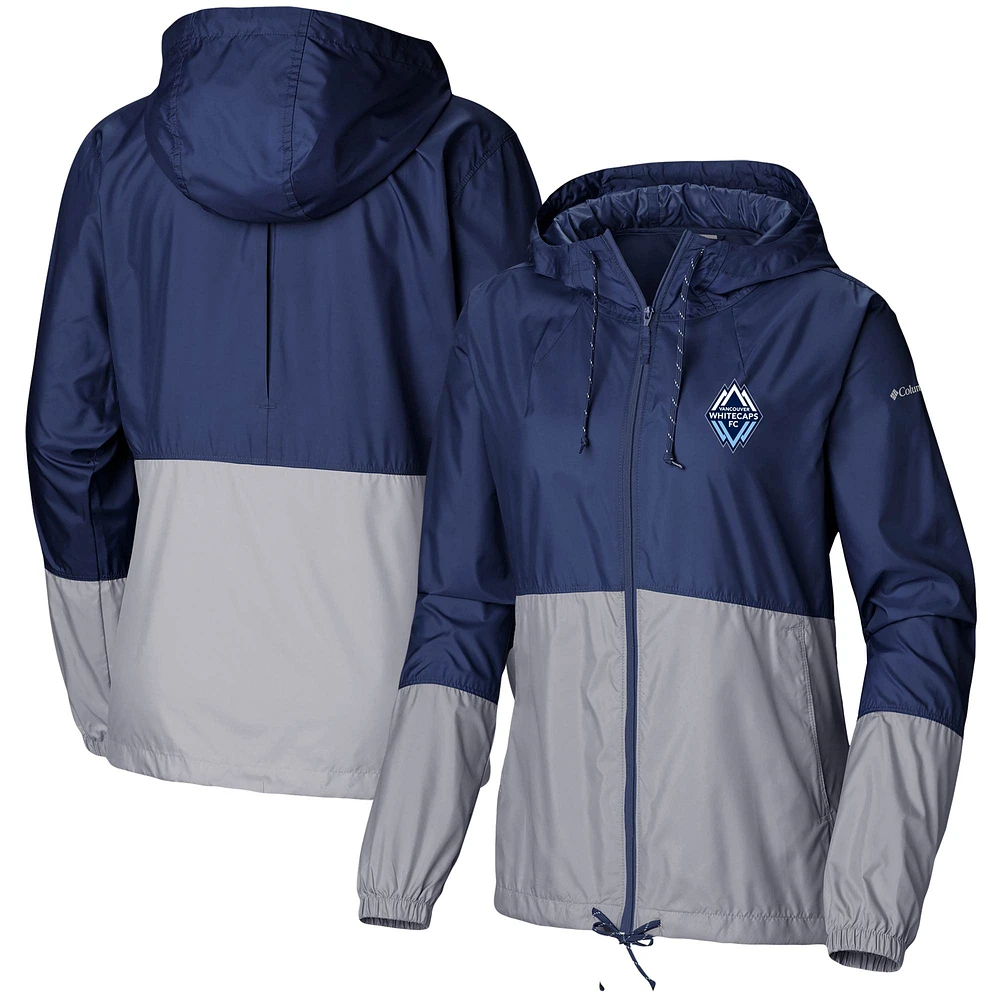 Women's Columbia Navy/Gray Vancouver Whitecaps FC Flash Forward Team Windbreaker Jacket