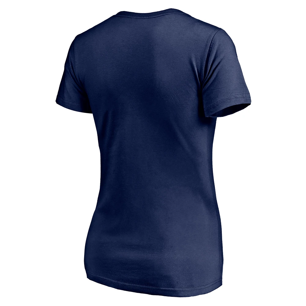 Women's Fanatics Navy Vancouver Whitecaps FC Iconic Square V-Neck T-Shirt