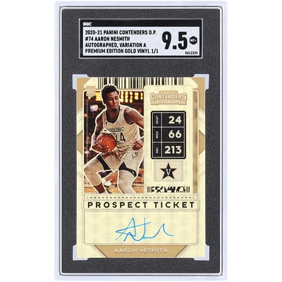 Aaron Nesmith Vanderbilt University Autographed 2020-21 Panini Contenders Draft Picks Premium Edition Gold Vinyl Variation A #74 #1/1 SGC Authenticated 9.5 Rookie Card