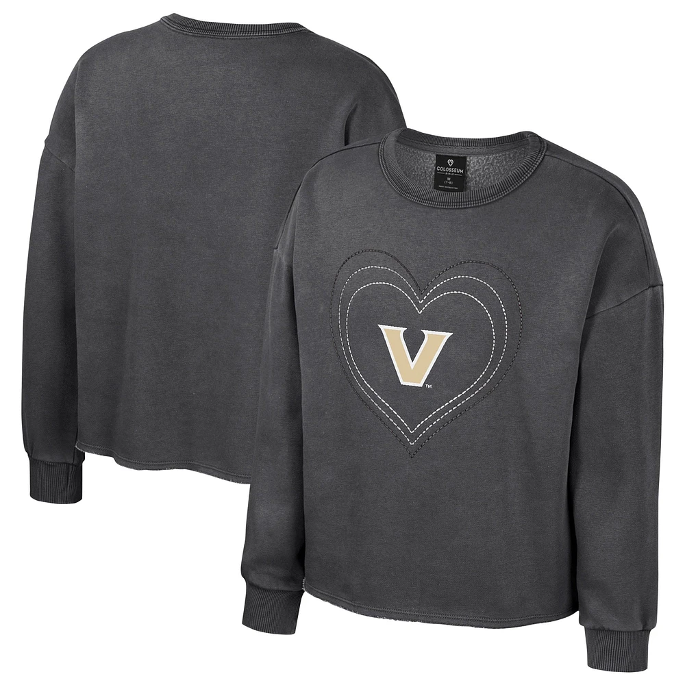 Sweat-shirt à col rond en molleton délavé Audrey Vanderbilt Commodores Colosseum noir pour filles