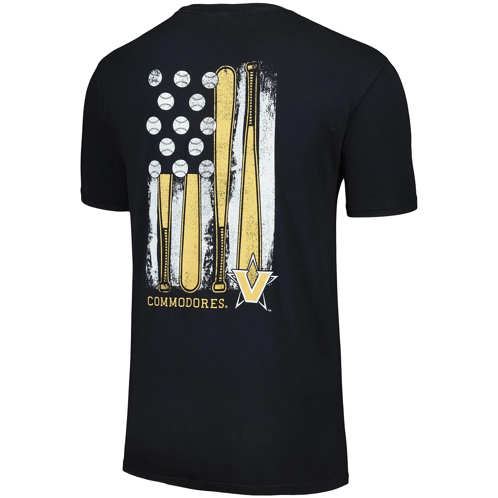 T-shirt noir aux couleurs confortables du drapeau de baseball Vanderbilt Commodores pour hommes