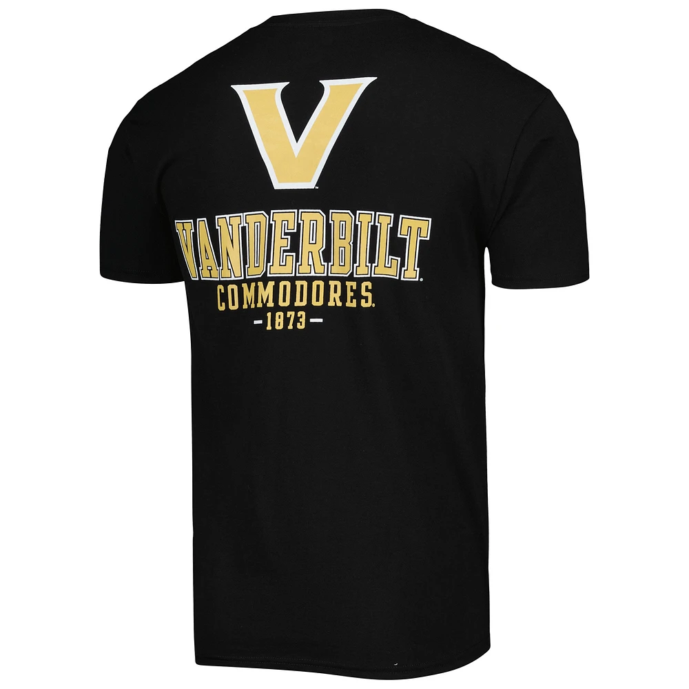 Men's Champion Black Vanderbilt Commodores Team Stack 2-Hit T-Shirt