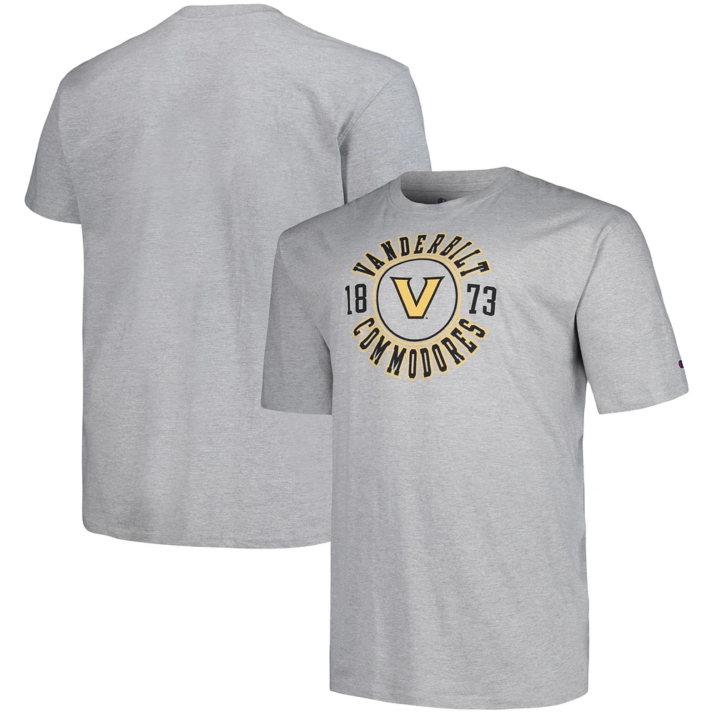 T-shirt Champion gris Vanderbilt Commodores Big & Tall Circle Logo pour hommes