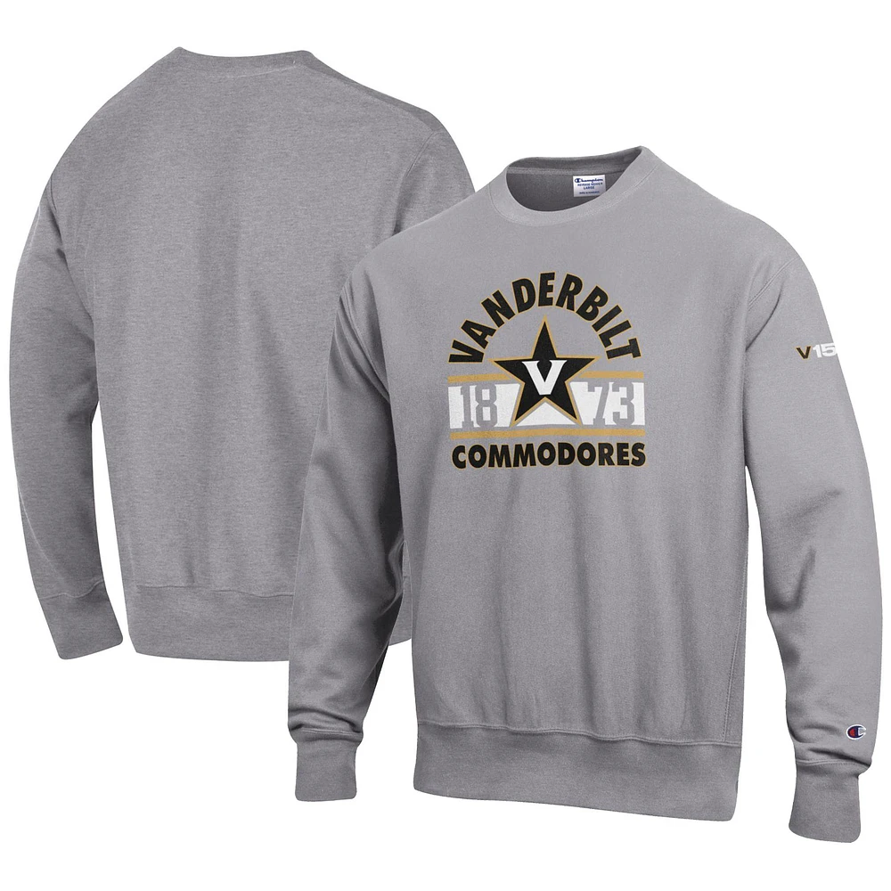 Sweat-shirt Champion Heather Grey Vanderbilt Commodores 150th Anniversary Reverse Weave pour homme