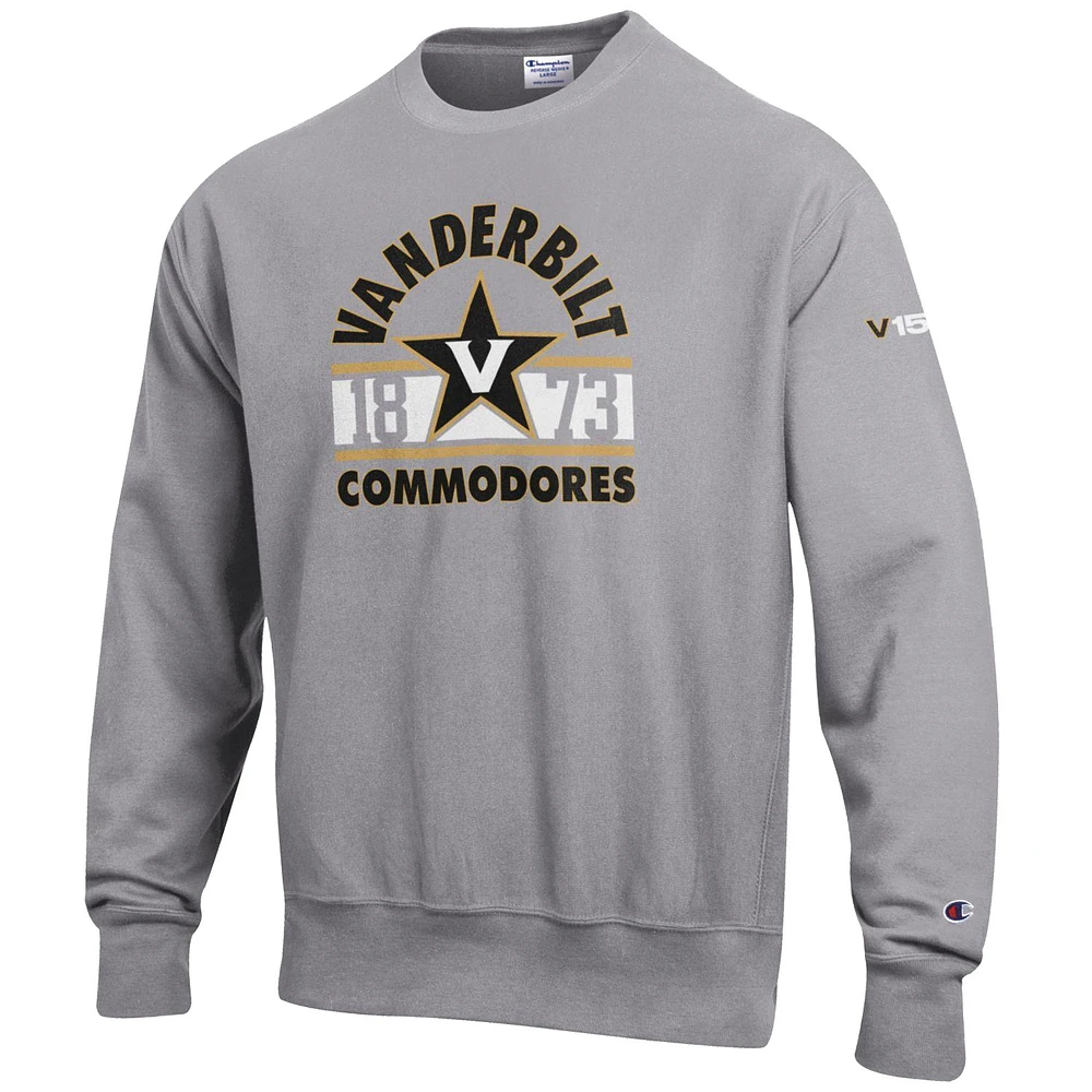 Men's Champion Heather Gray Vanderbilt Commodores 150th Anniversary Reverse Weave Pullover Sweatshirt