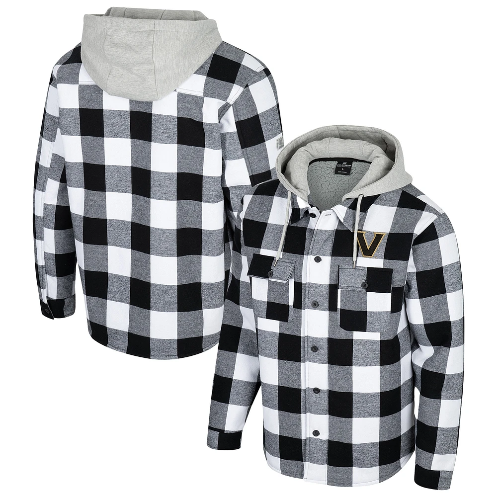 Men's Colosseum Black/White Vanderbilt Commodores Buffalo Plaid Full-Zip Hoodie Jacket