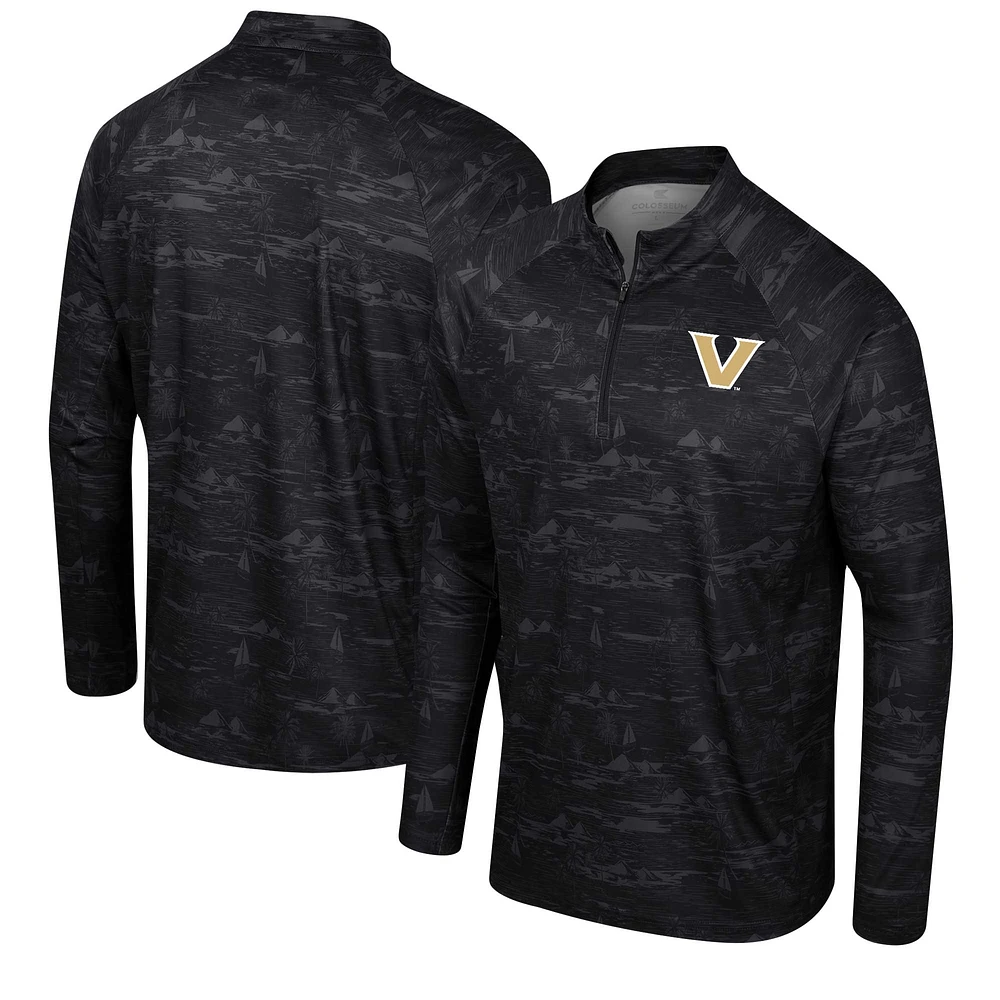 Veste à quart de zip Colosseum noire Vanderbilt Commodores Carson Raglan pour hommes