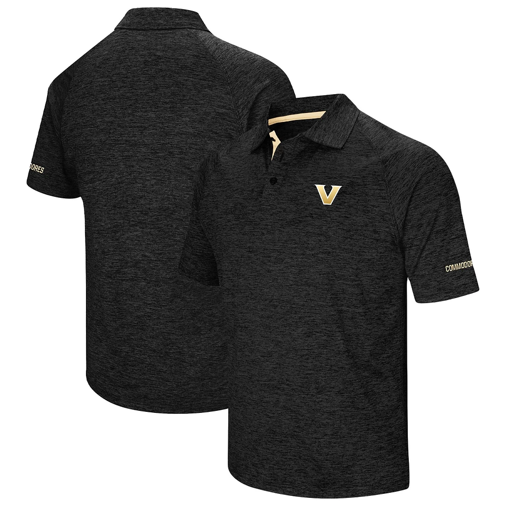 Men's Colosseum Black Vanderbilt Commodores Down Swing Raglan Polo