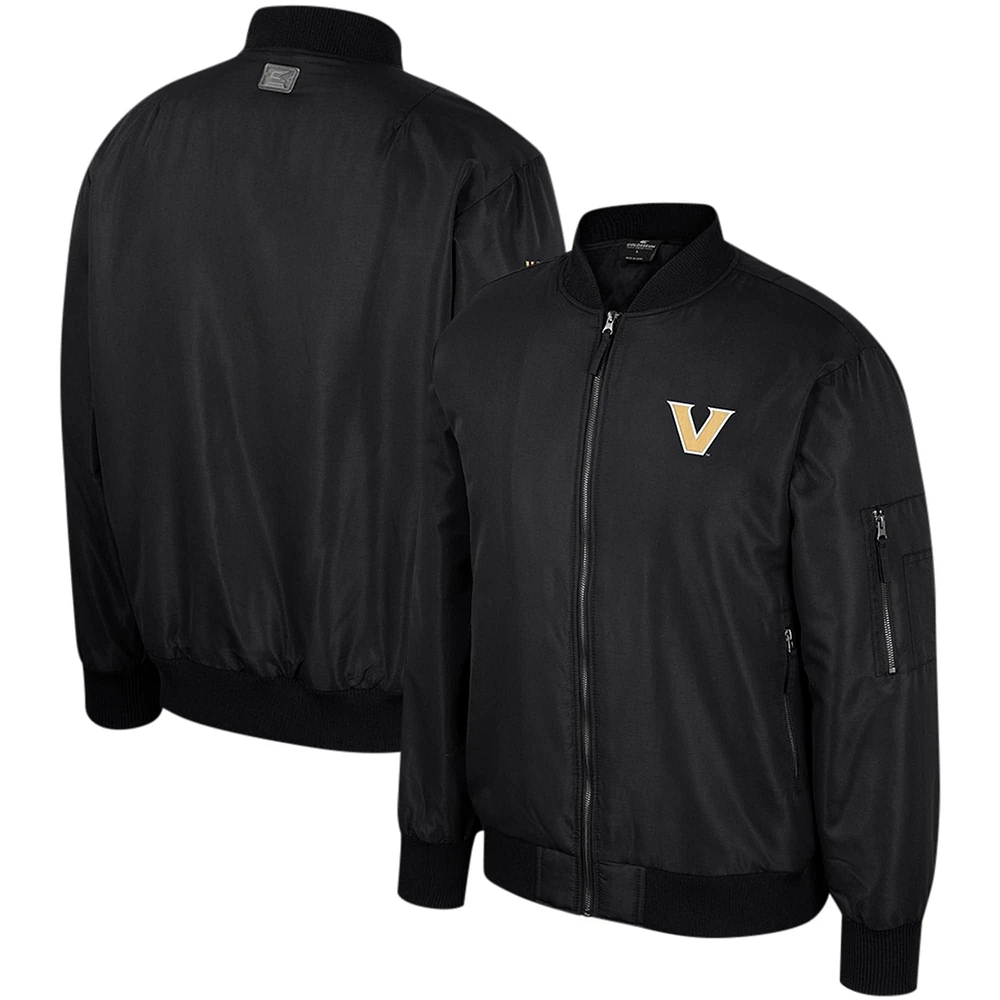 Men's Colosseum  Black Vanderbilt Commodores Full-Zip Bomber Jacket