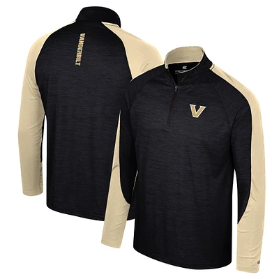 Haut à quart de zip Colosseum noir Vanderbilt Commodores Langmore Raglan pour hommes