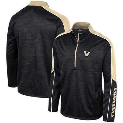 Men's Colosseum Black Vanderbilt Commodores Marled Half-Zip Jacket