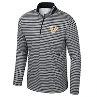 Men's Colosseum Black Vanderbilt Commodores Striped Quarter-Zip Top