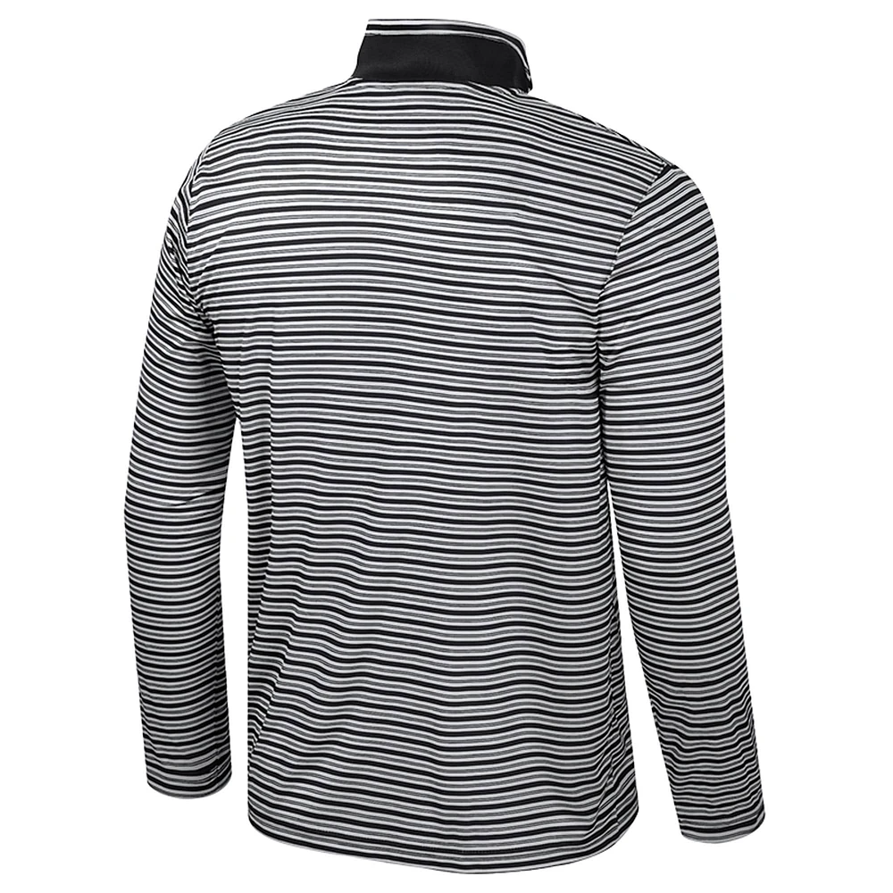 Men's Colosseum Black Vanderbilt Commodores Striped Quarter-Zip Top