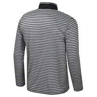 Men's Colosseum Black Vanderbilt Commodores Striped Quarter-Zip Top