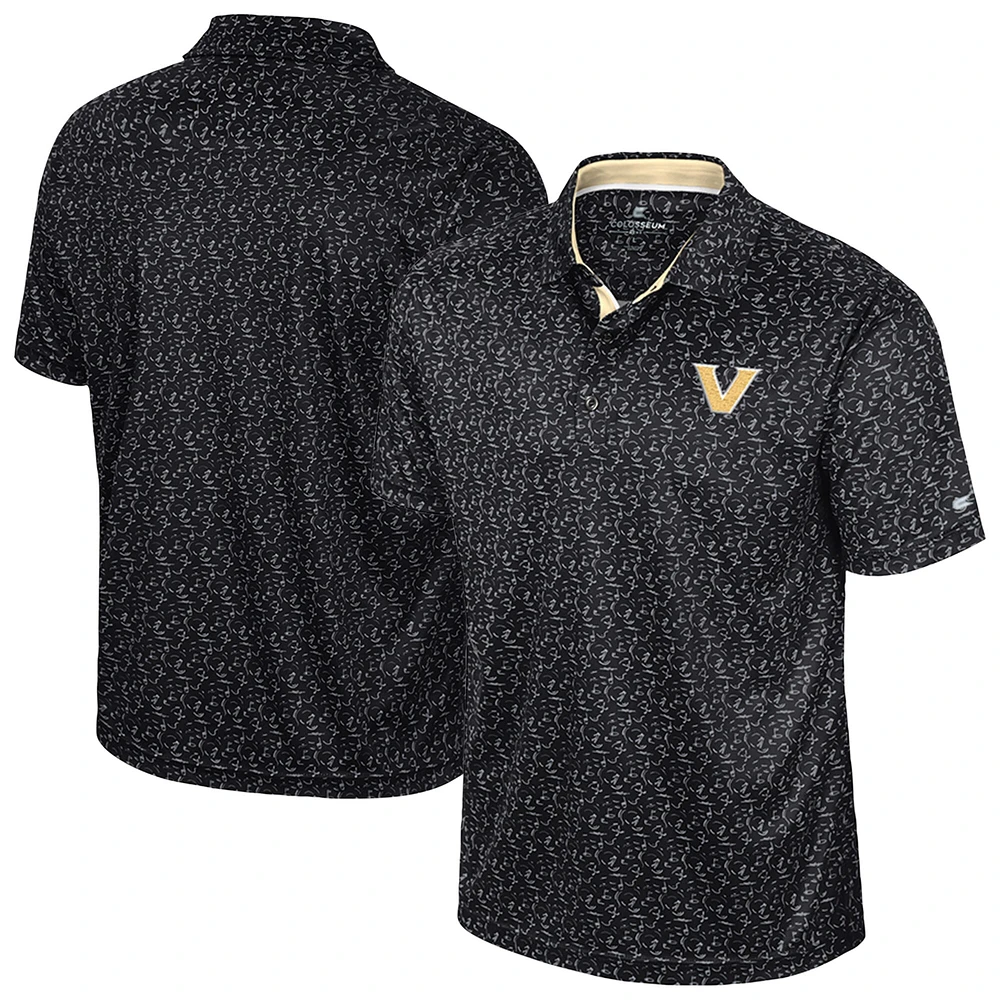 Men's Colosseum Black Vanderbilt Commodores Sublimated Golf Polo