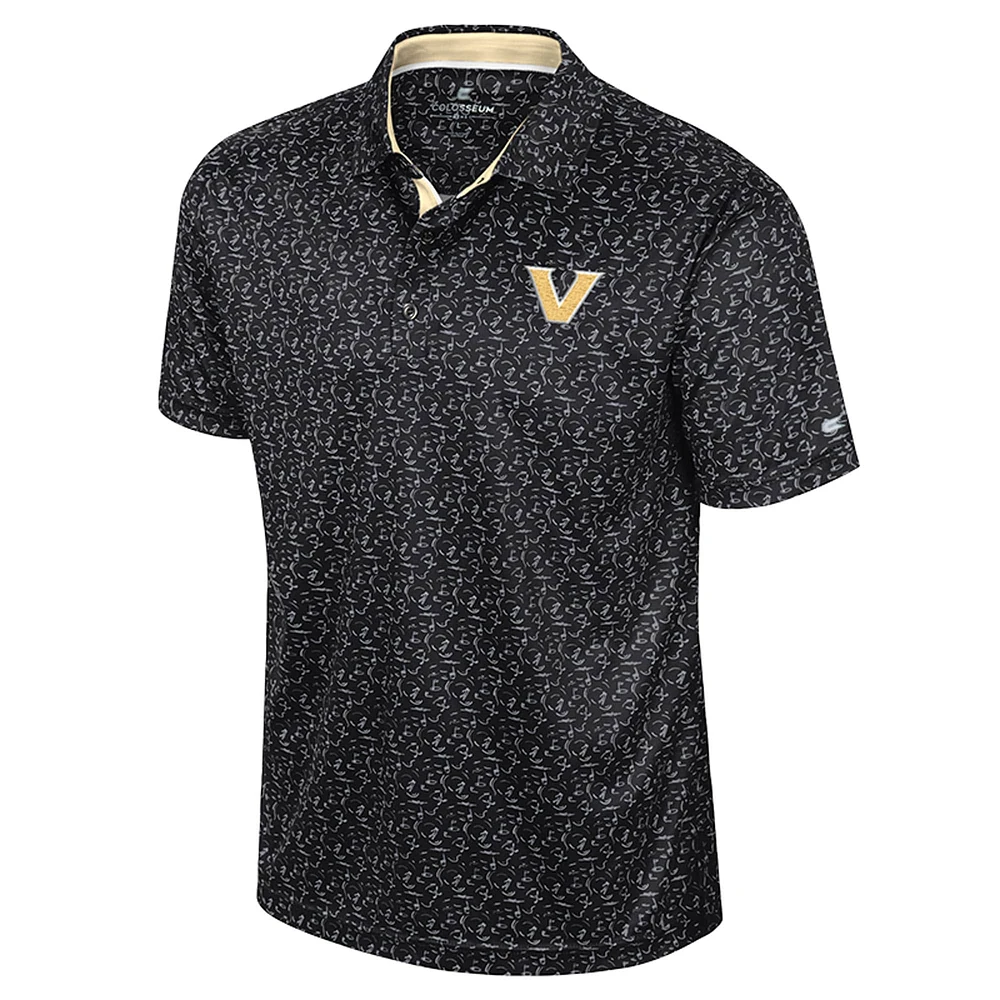 Men's Colosseum Black Vanderbilt Commodores Sublimated Golf Polo