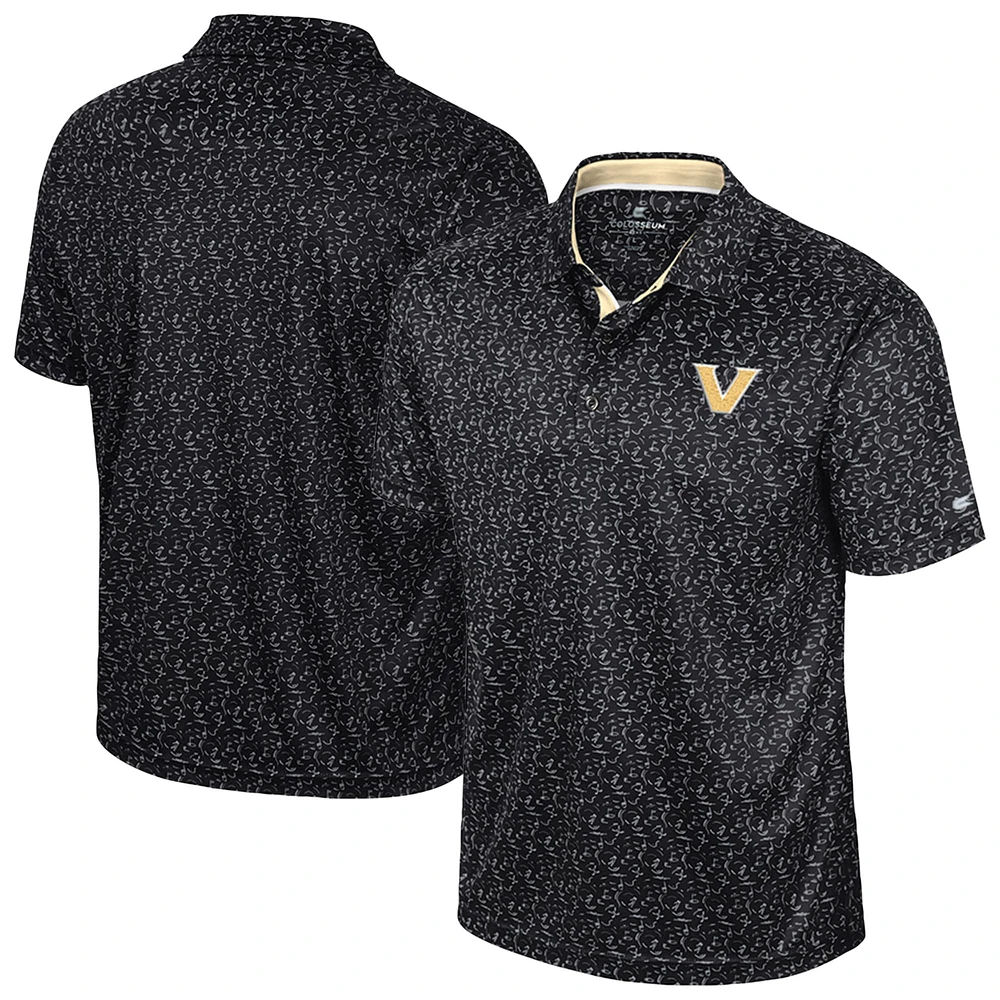 Men's Colosseum Black Vanderbilt Commodores Sublimated Golf Polo
