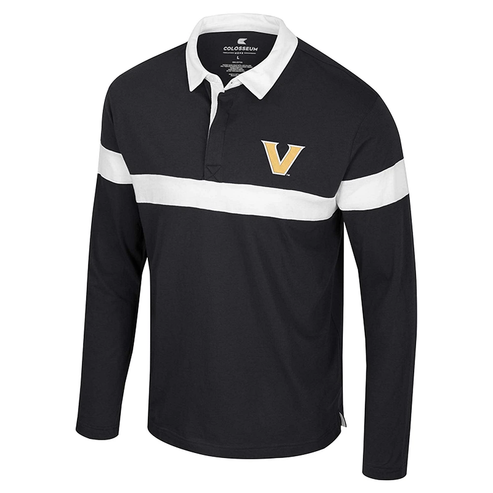 Men's Colosseum  Black Vanderbilt Commodores Too Cool For School Long Sleeve Polo