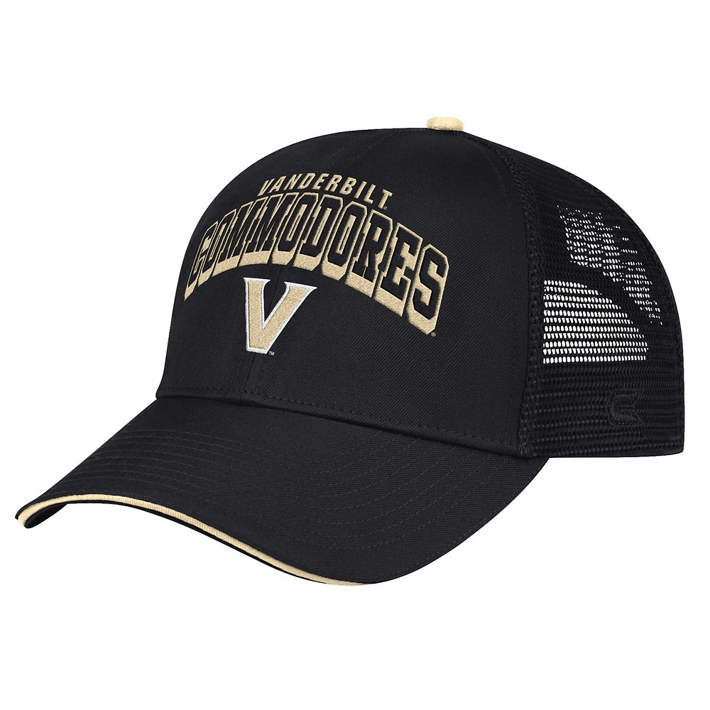 Casquette réglable Colosseum Black Vanderbilt Commodores Wyatt Primary Team Trucker pour hommes