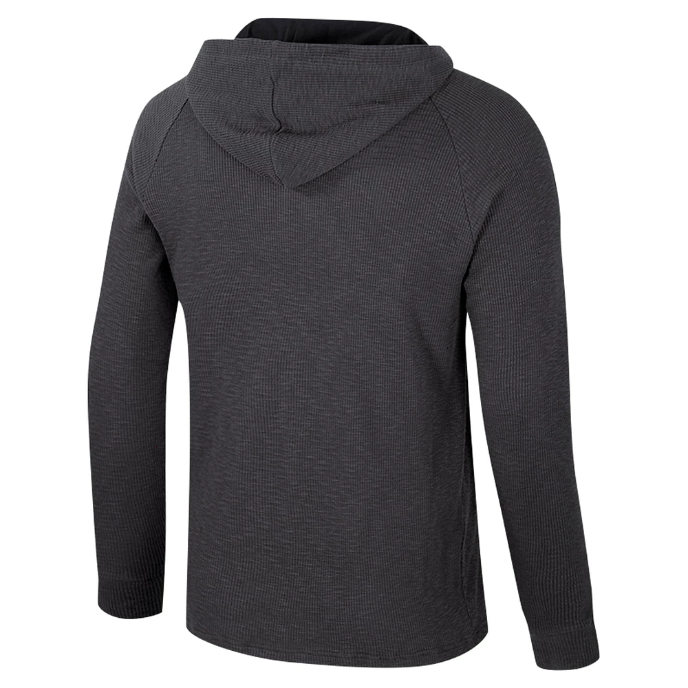 T-shirt à capuche manches longues Henley pour homme Colosseum Charcoal Vanderbilt Commodores Dujour Ralgan